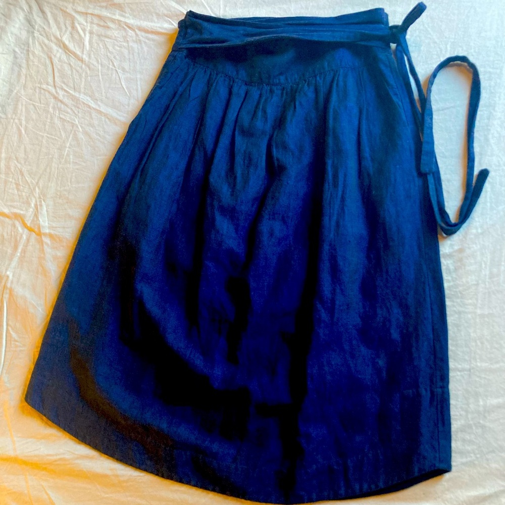 Indigo Gorman cotton/linen skirt with tie